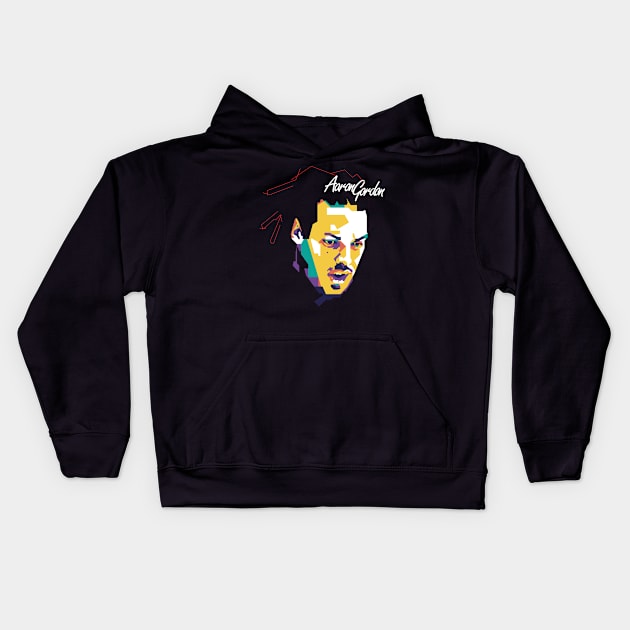 Aaron Gordon Pop Art Style Kids Hoodie by pentaShop